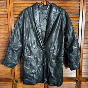 Preston & York Women's Lamb Skin Leather Jacket - Black Button Up - Size Small